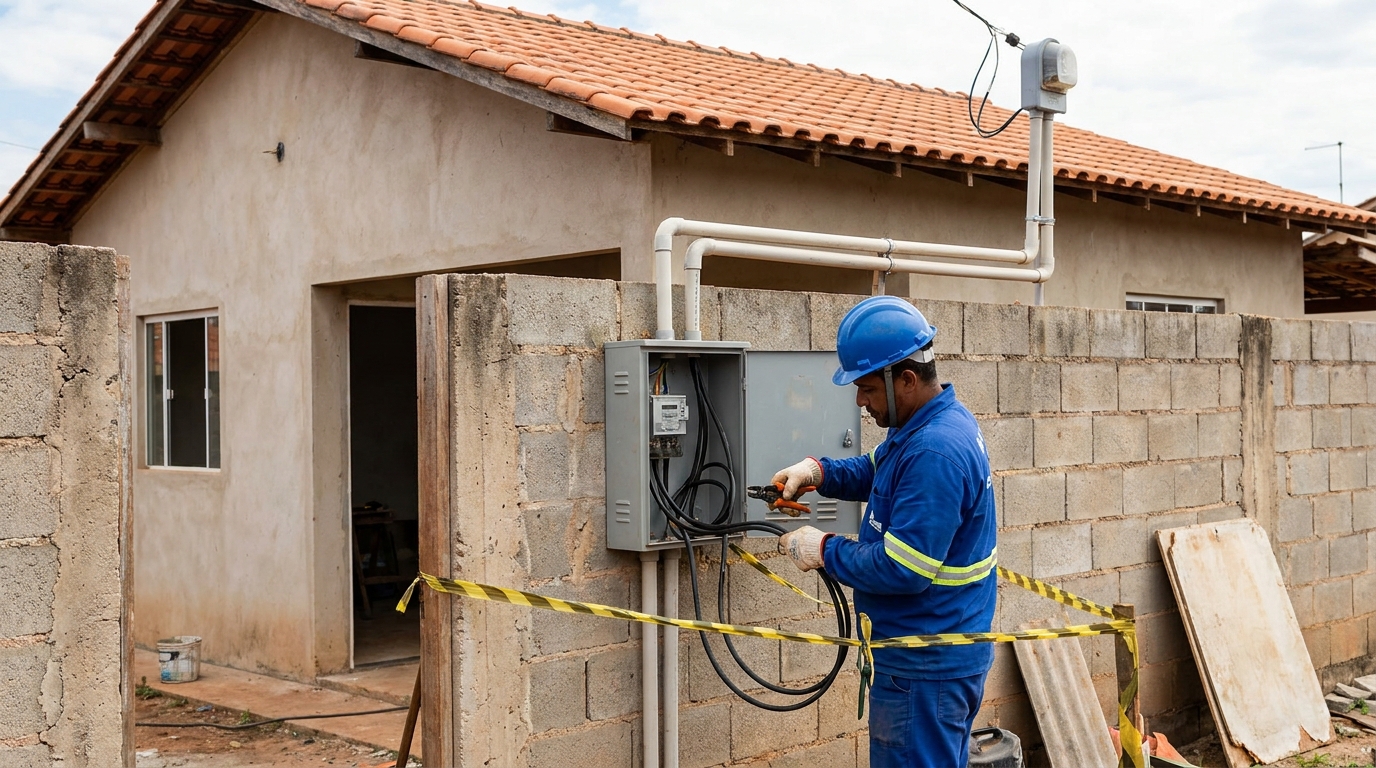 Eletricista instalando padrao de energia em Ribeirão Preto‑SP