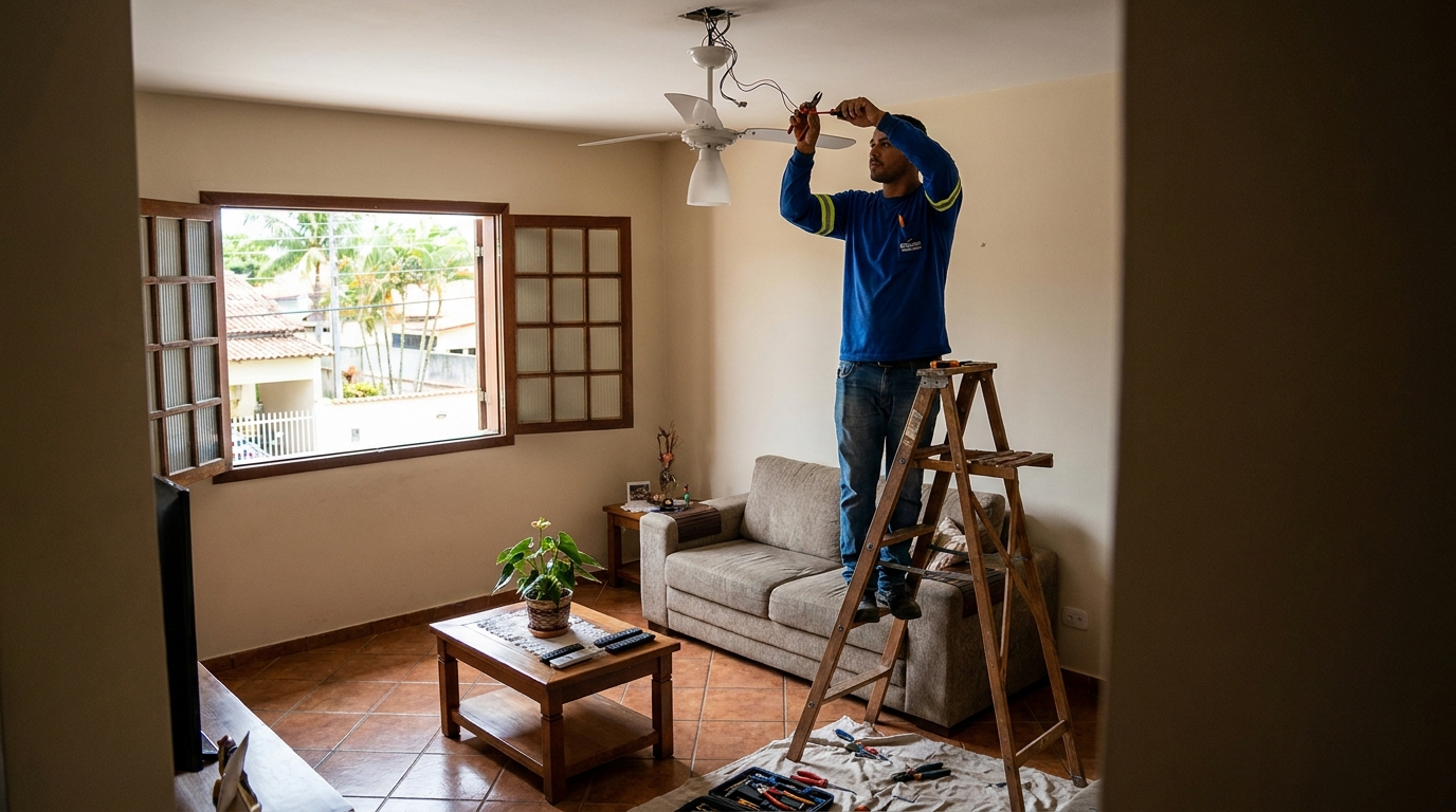 Instalacao de ventilador de teto profissional em Ribeirão Preto‑SP
